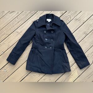 MICHAEL KORES 60% Wool Peacoat DOUBLE BREASTED Black Womans Small